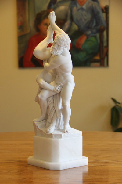 Hercules and Diomedes Marble Statue male nudes fighting labors